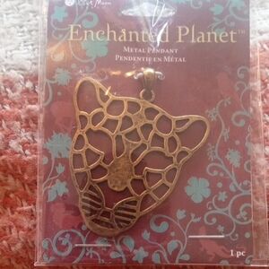 Blue Moon Leopard Head  Metal Pendant